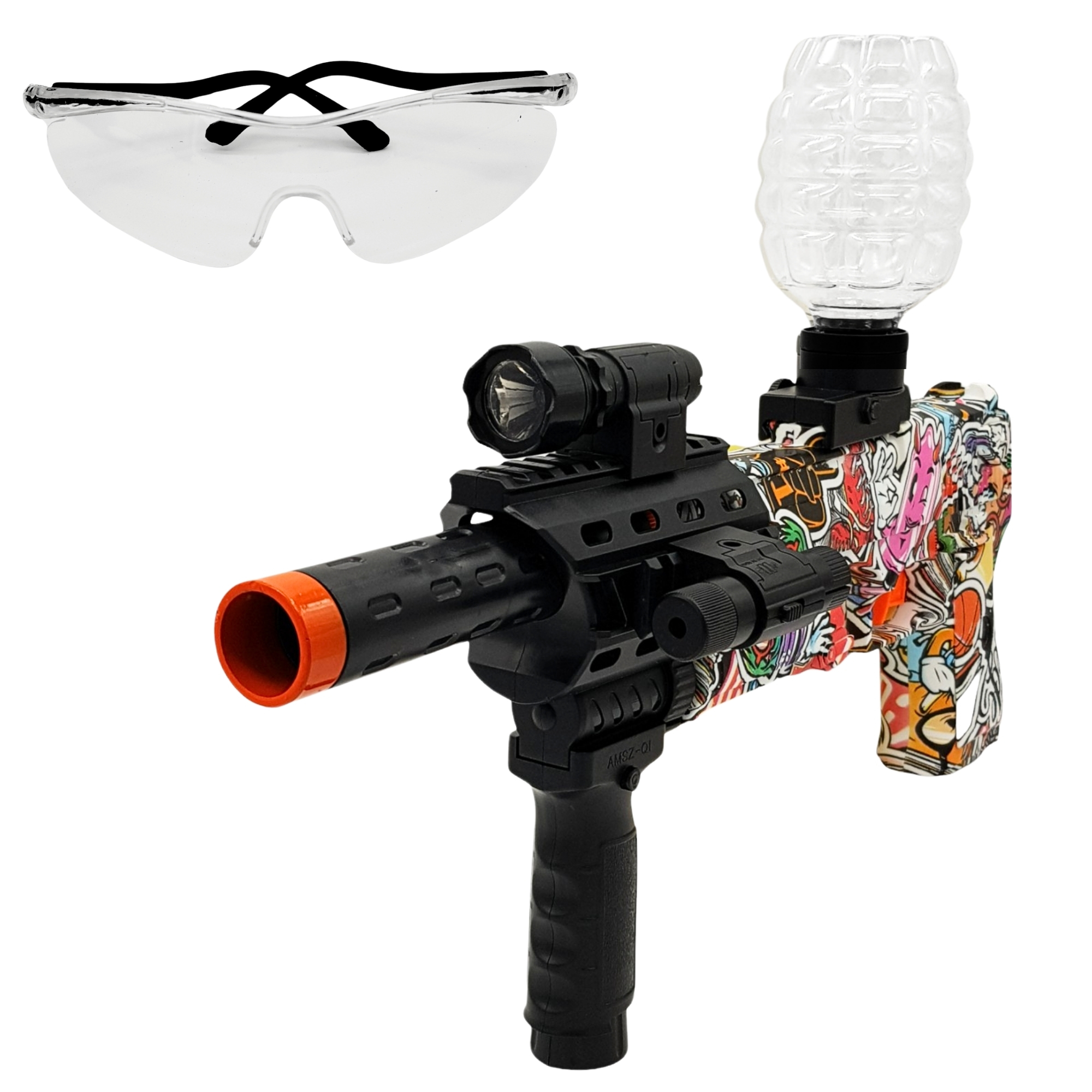 Pistola de Hidrogel con 5000 bolitas de gel con bateria,lentes - Rojo.