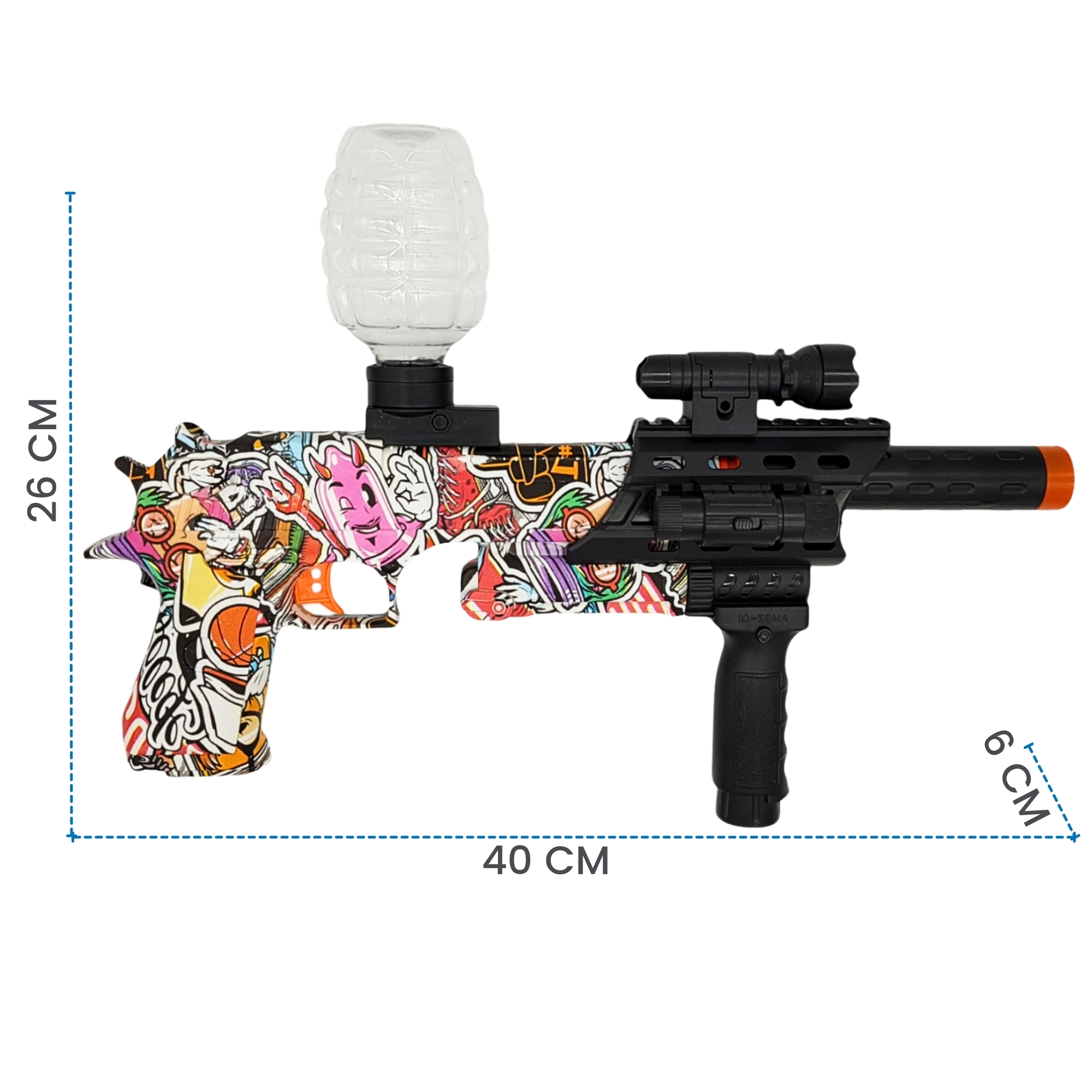 Pistola de Hidrogel con 5000 bolitas de gel con bateria,lentes - Rojo.