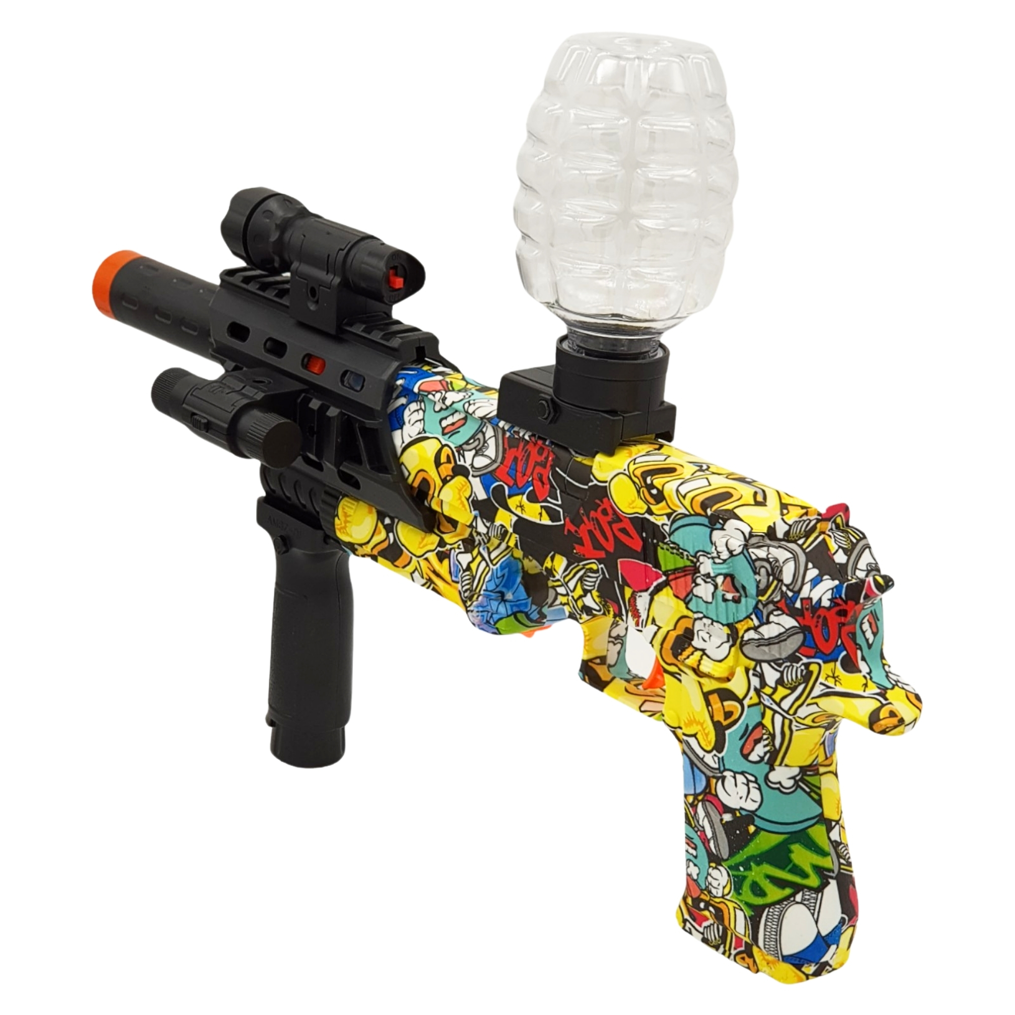 Pistola de Hidrogel con 5000 bolitas de gel con bateria,lentes - Amarillo.