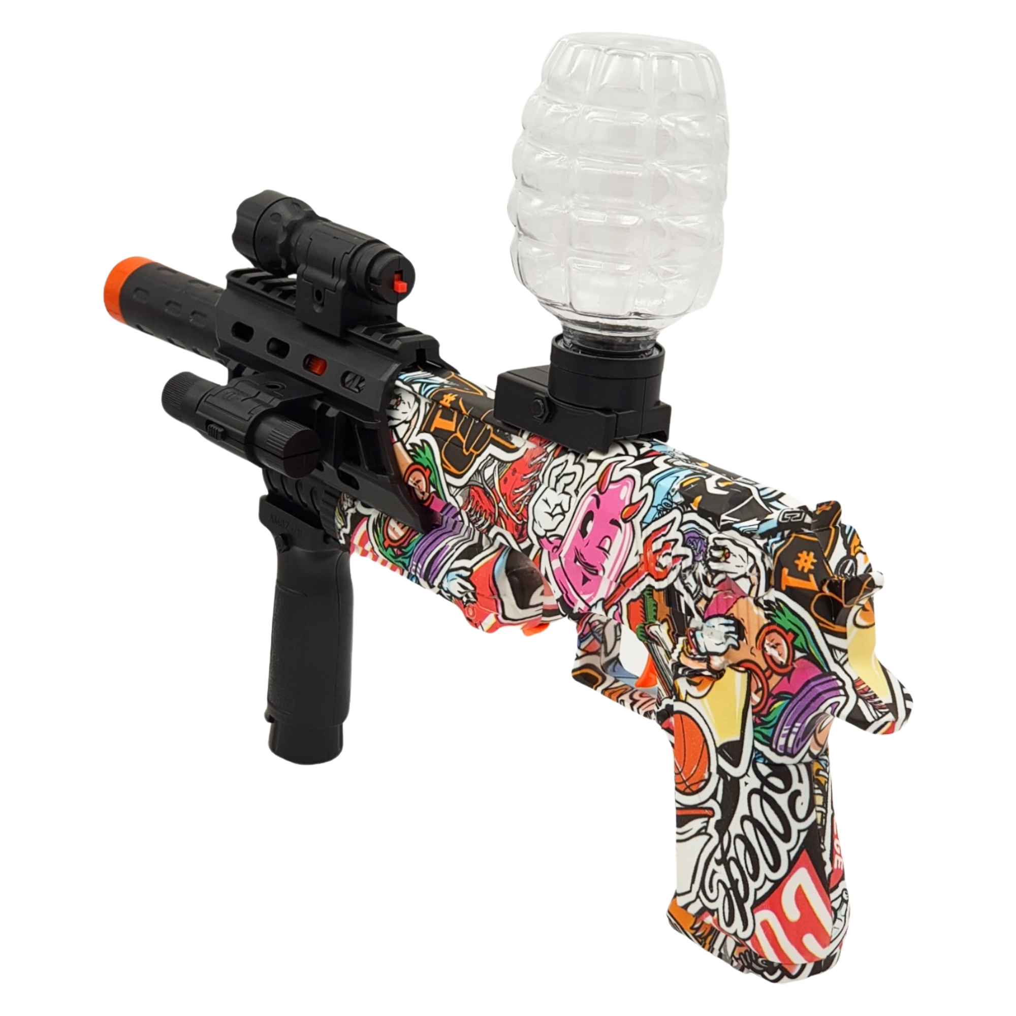 Pistola de Hidrogel con 5000 bolitas de gel con bateria,lentes - Rojo.