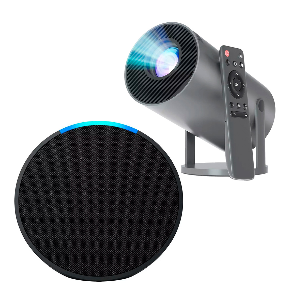 Combo Proyector Led Hd 1080p 6000 Lm + Echo Pop Black