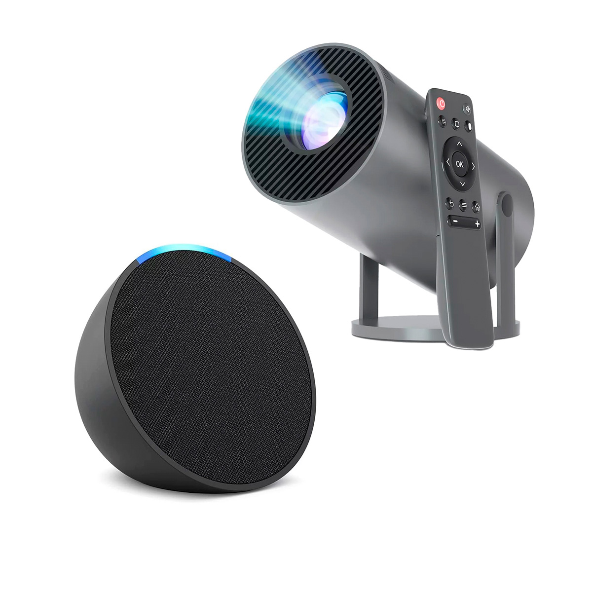 Combo Proyector Led Hd 1080p 6000 Lm + Echo Pop Black