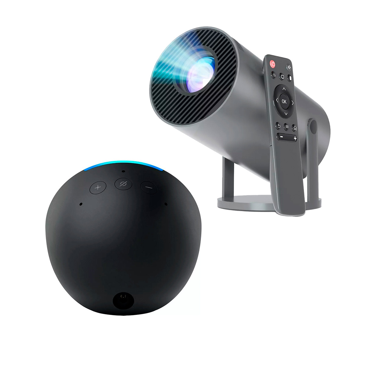 Combo Proyector Led Hd 1080p 6000 Lm + Echo Pop Black