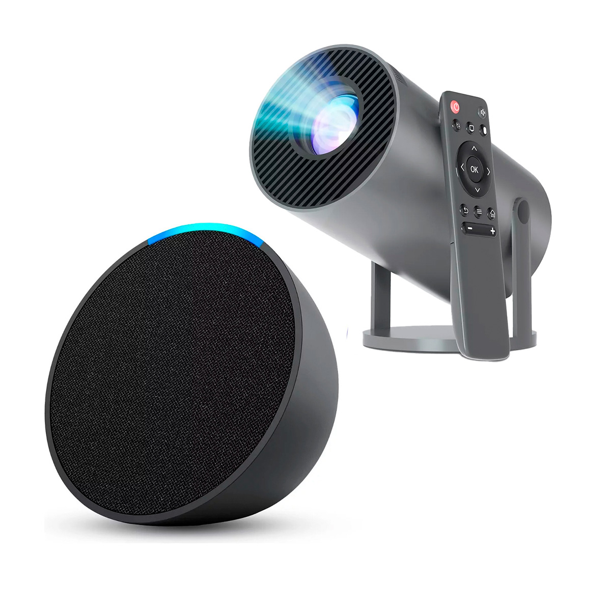 Combo Proyector Led Hd 1080p 6000 Lm + Echo Pop Black