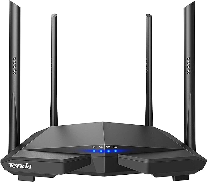 Tenda AC6 WiFi Router Inalámbrico Inteligente, Enrutador AC1200, Doble Banda de 2.4G y 5G, 4 Antenas Externas de 5dBi, MU-MIMO, Beamforming, Ahorro de Energía, Configuración Fácil, Negro