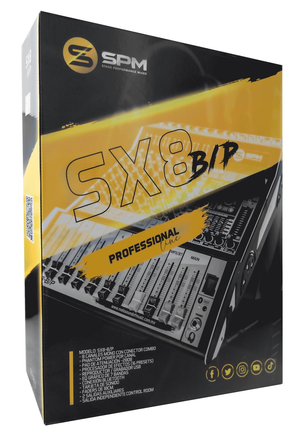 Melo SPM SX8-BP Mezcladora Análoga 8 Canales Con Bluetooth.