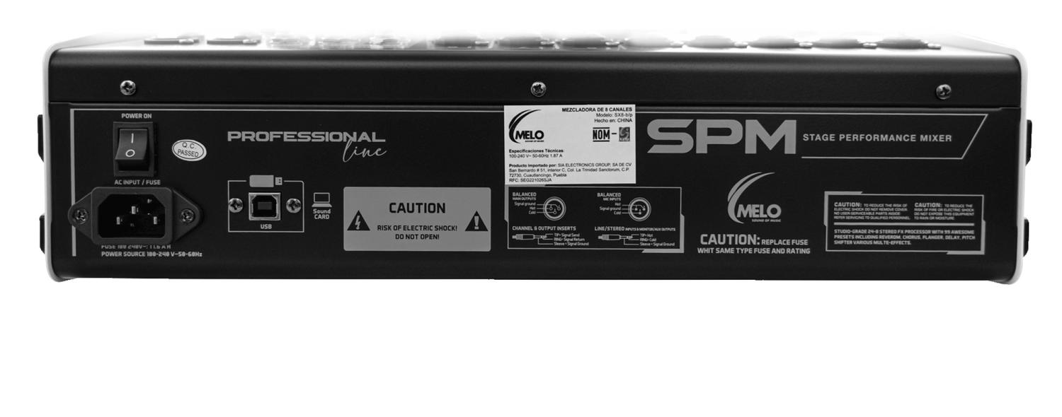 Melo SPM SX8-BP Mezcladora Análoga 8 Canales Con Bluetooth.