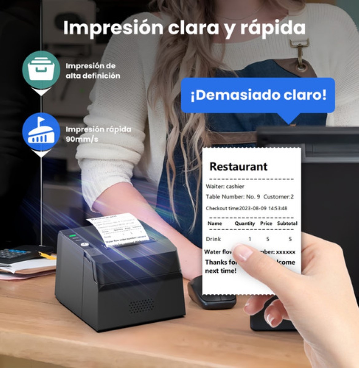 Impresora Eléctrica Autocorte Usb Ethernet Rj11 Pos De 80 Mm negro