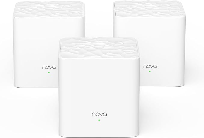 Tenda Nova WiFi Mesh System MW3 - Router WiFi de Malla para Todo el hogar AC1200, hasta 867 Mbps en 5 GHz, Cubre hasta 300 ㎡, Red de Malla de Doble Banda, Funciona con Alexa, 3-Pack