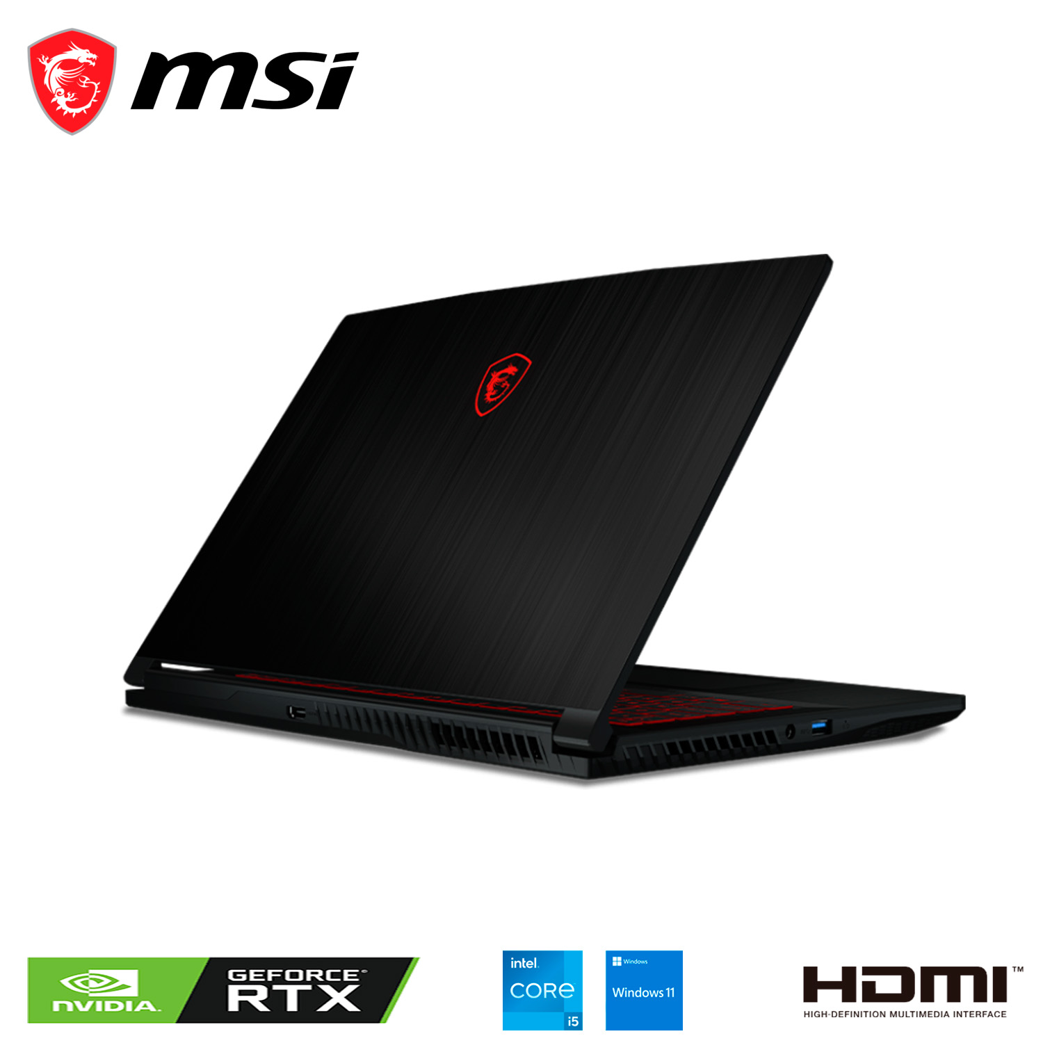 Laptop MSI GF63 Thin 15.6" Full HD Intel Core i5-11400H 2.70GHz 16GB 512GB SSD GeForce RTX 3050 Windows 11 Home Inglés Negro.