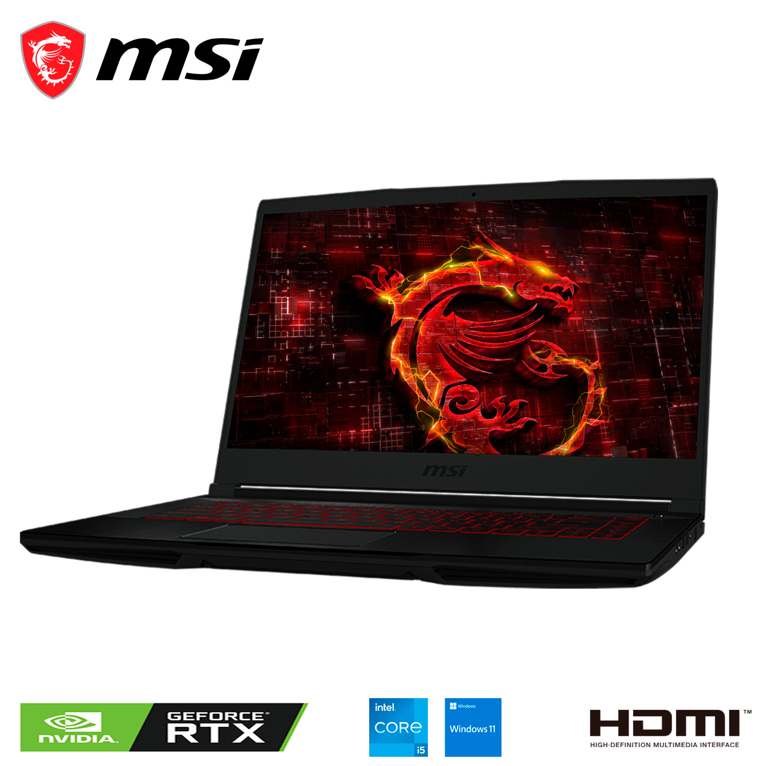 Laptop MSI GF63 Thin 15.6" Full HD Intel Core i5-11400H 2.70GHz 16GB 512GB SSD GeForce RTX 3050 Windows 11 Home Inglés Negro.
