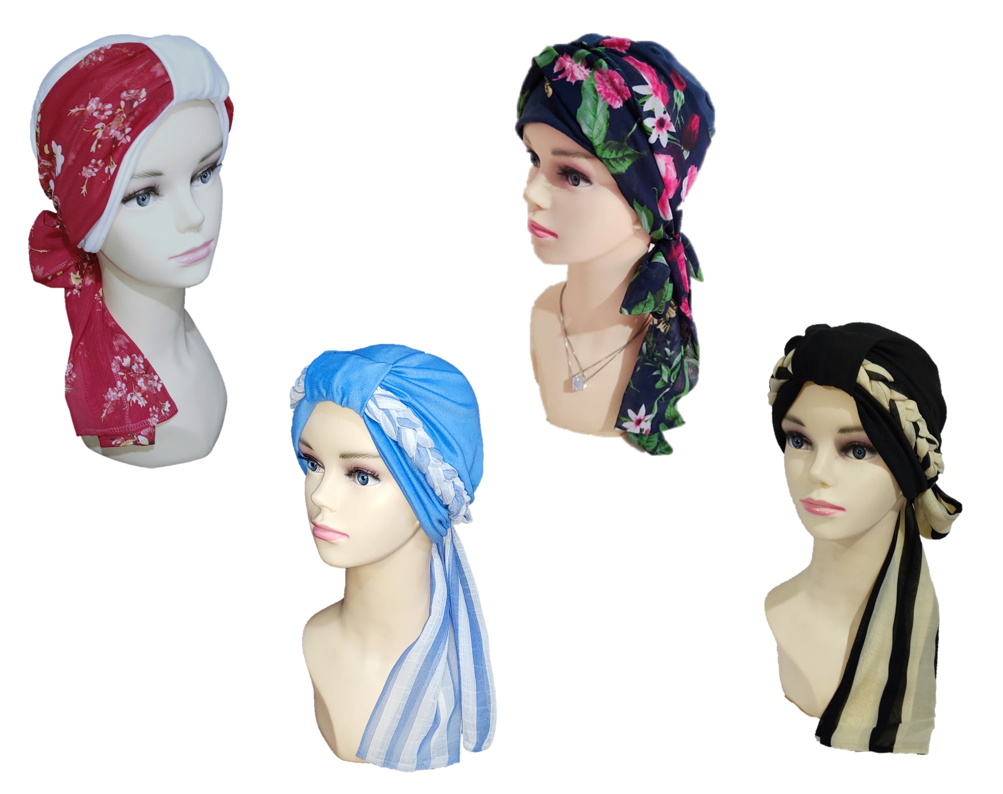 Set de Turbantes Oncológicos TYAMIA para Mujer Adulta (4 Piezas).