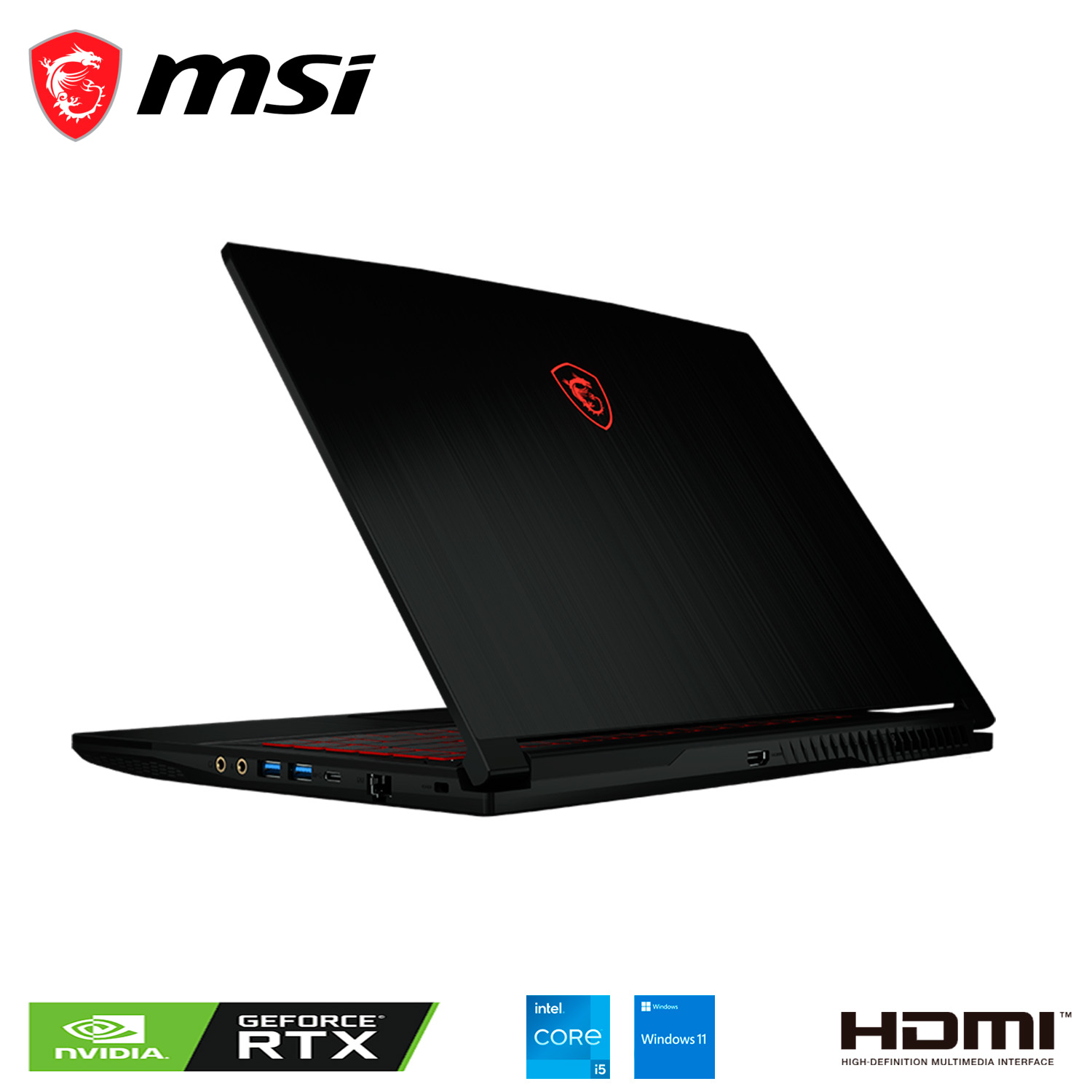 Laptop MSI GF63 Thin 15.6" Full HD Intel Core i5-11400H 2.70GHz 16GB 512GB SSD GeForce RTX 3050 Windows 11 Home Inglés Negro.