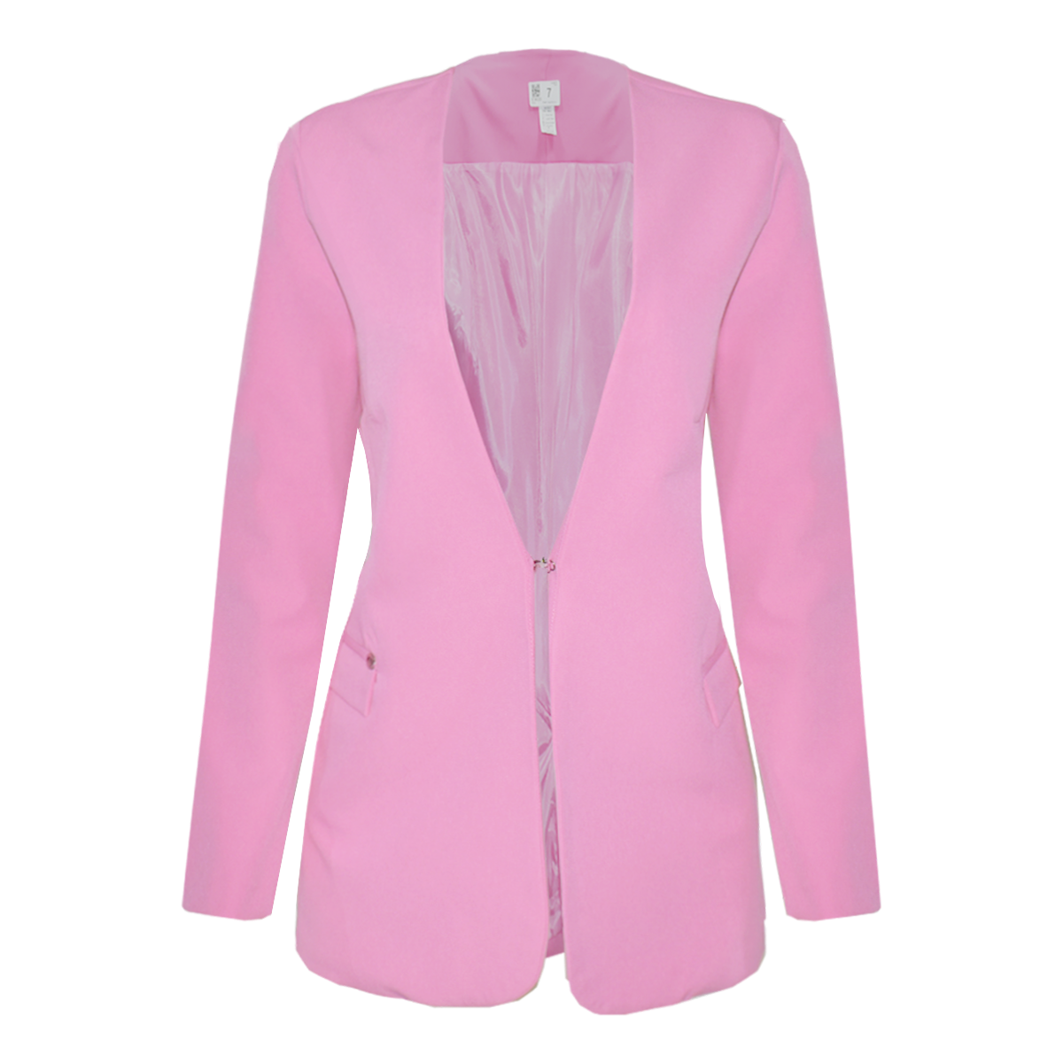 Blazer Mujer Saco Largo Sin Solapa Broche Frontal.