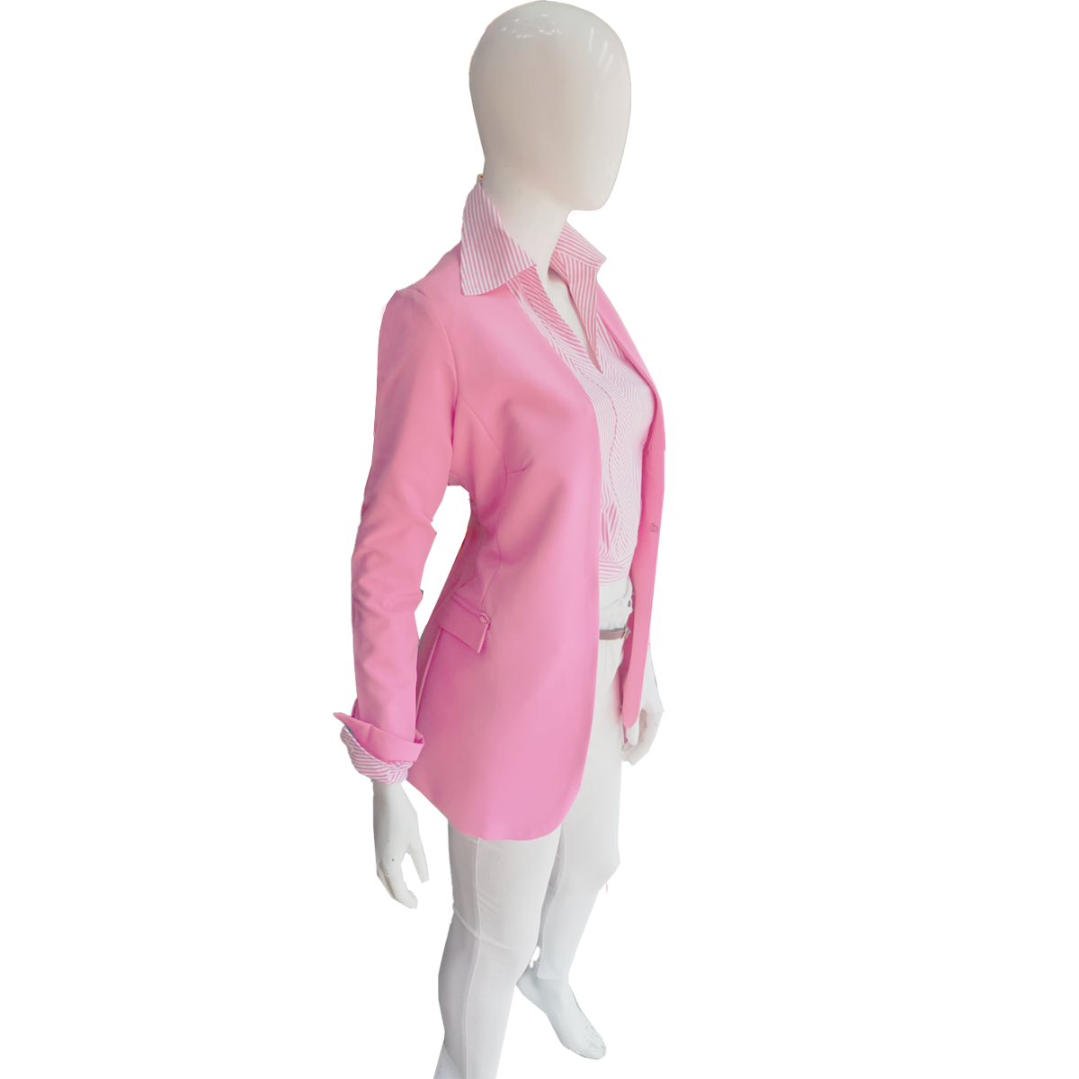 Blazer Mujer Saco Largo Sin Solapa Broche Frontal.