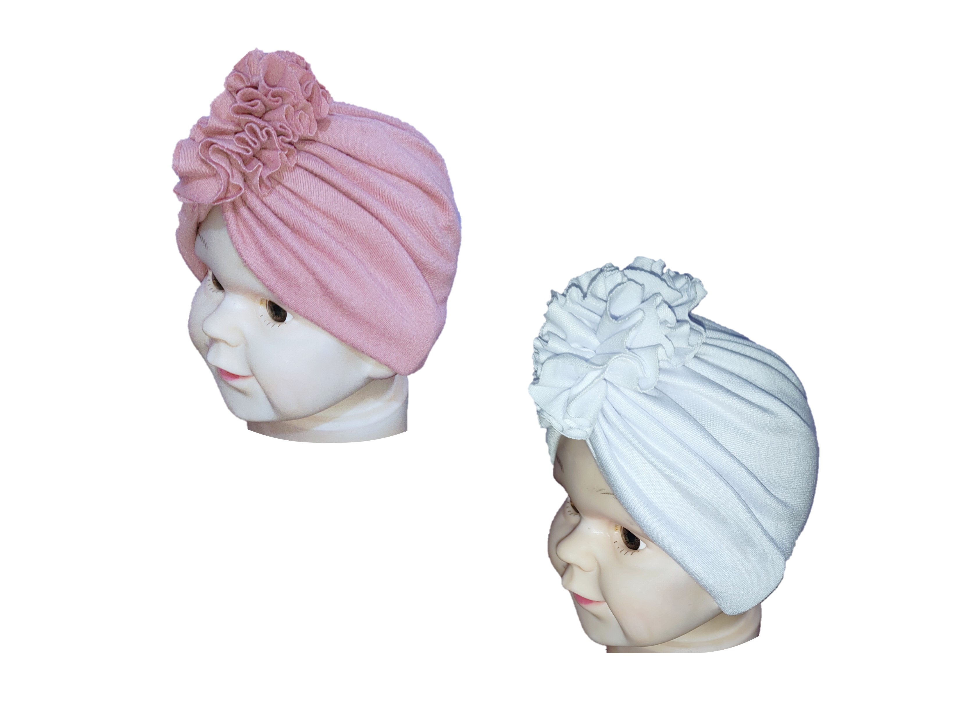 Dúo de Turbantes Gorritos TYAMIA para Bebé Niña: Adorables Accesorios para la Cabeza, Ideal para Bebés de 0 a 3 Meses.