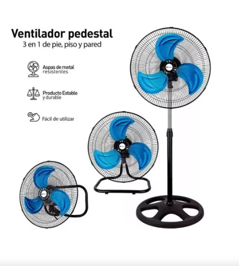 Ventilador Abanico 3 En 1 Ajustable 3 Velocidades 18 Pulgadas