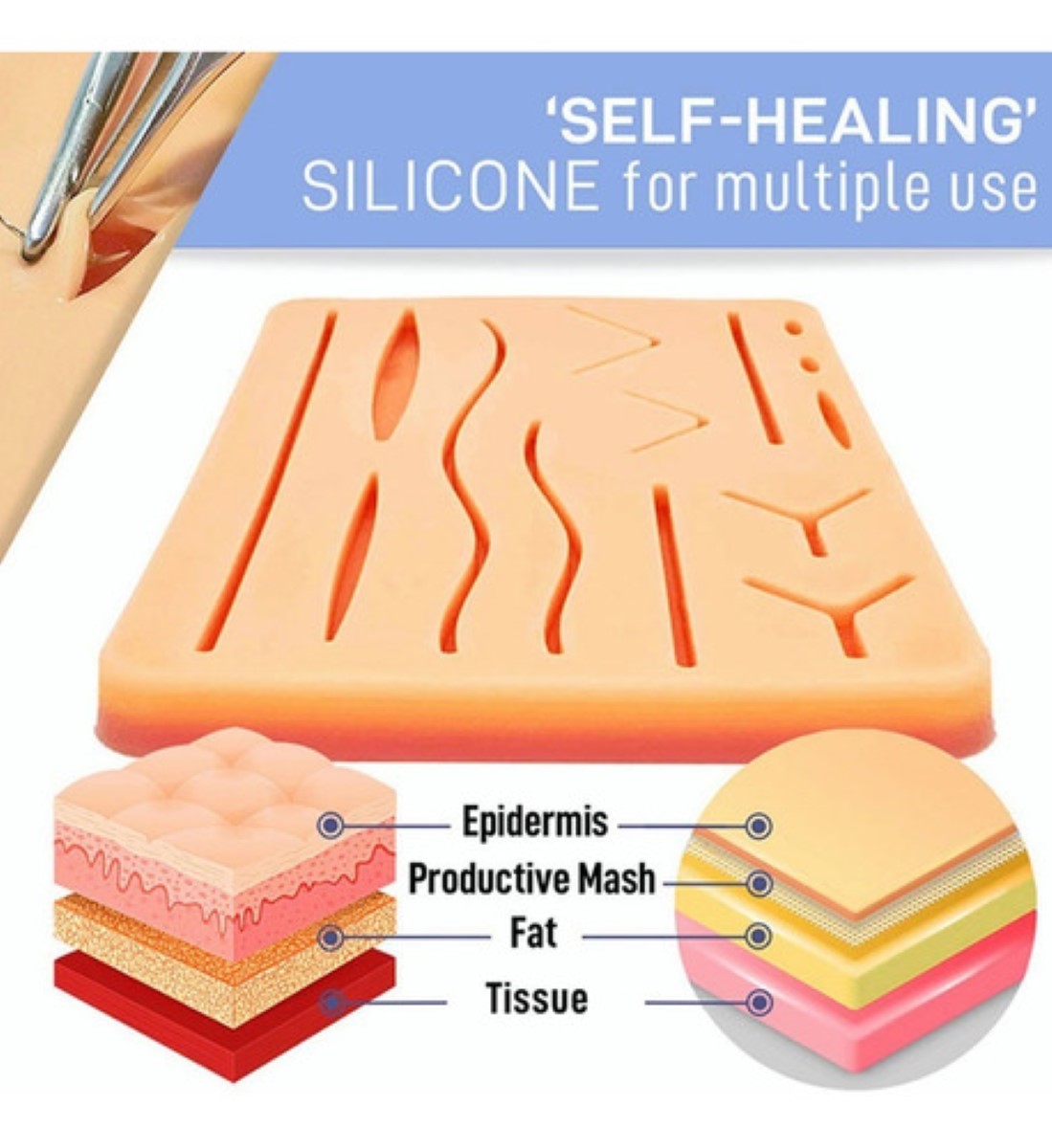 "Kit De Práctica De Sutura Para Estudiantes 20 Piezas rojo "