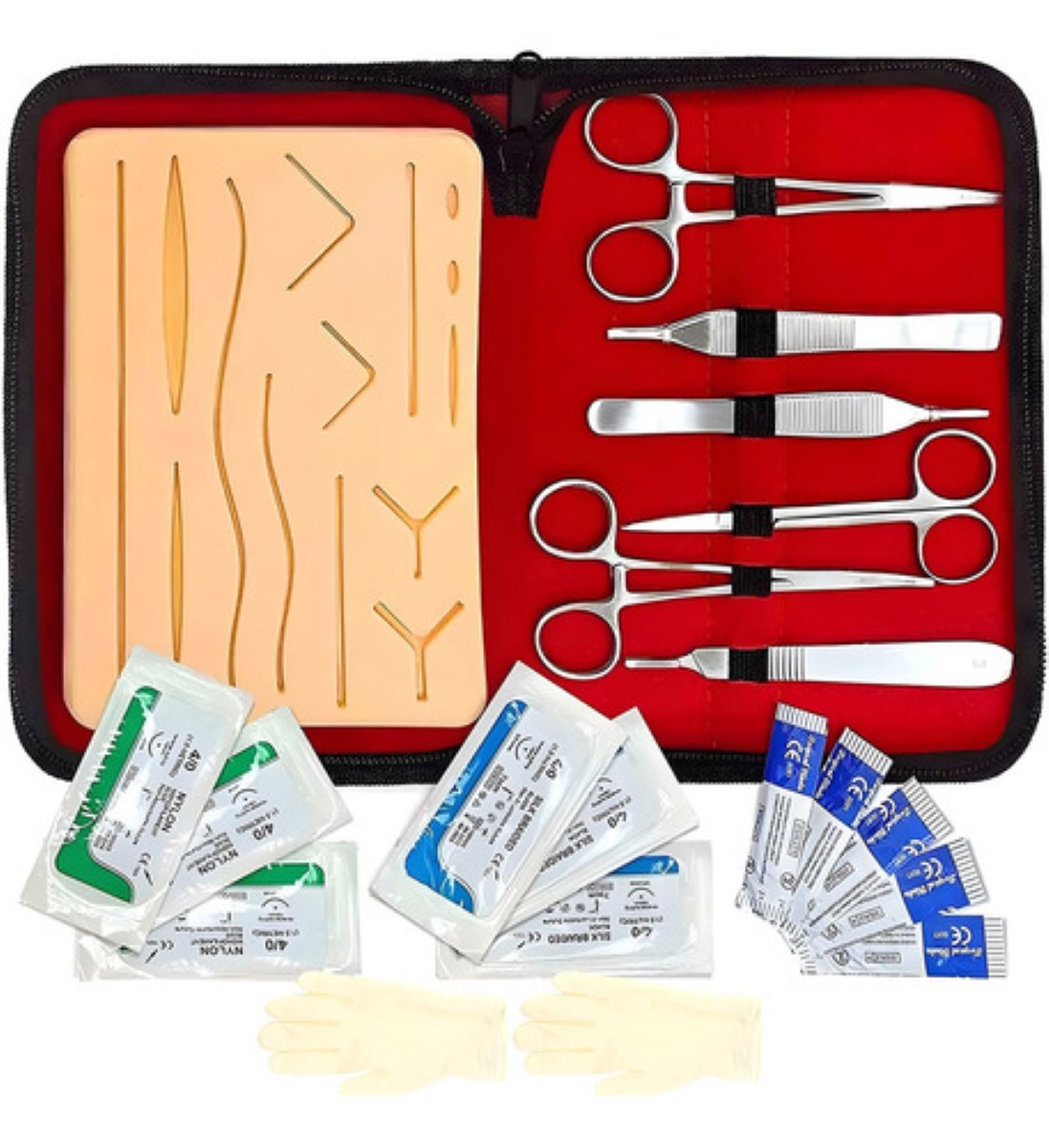 "Kit De Práctica De Sutura Para Estudiantes 20 Piezas rojo "