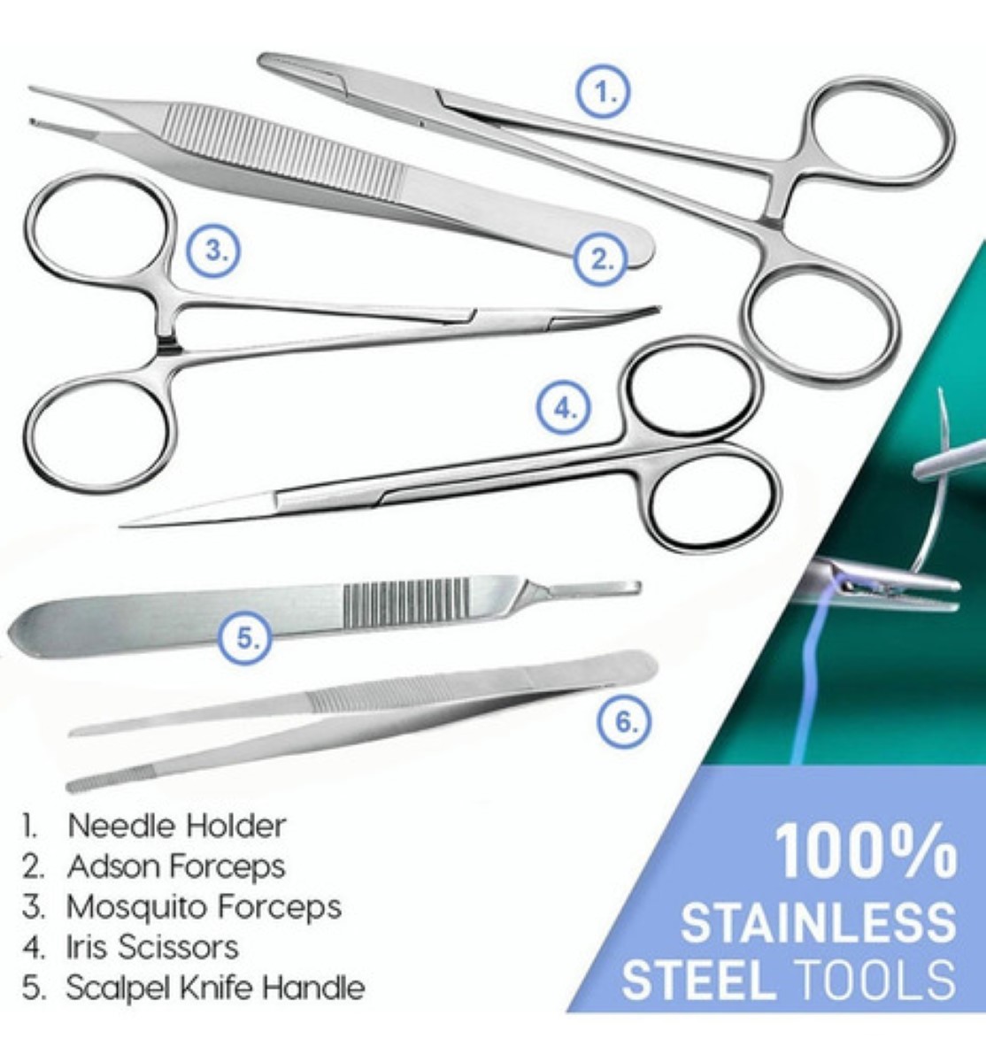 "Kit De Práctica De Sutura Para Estudiantes 20 Piezas rojo "