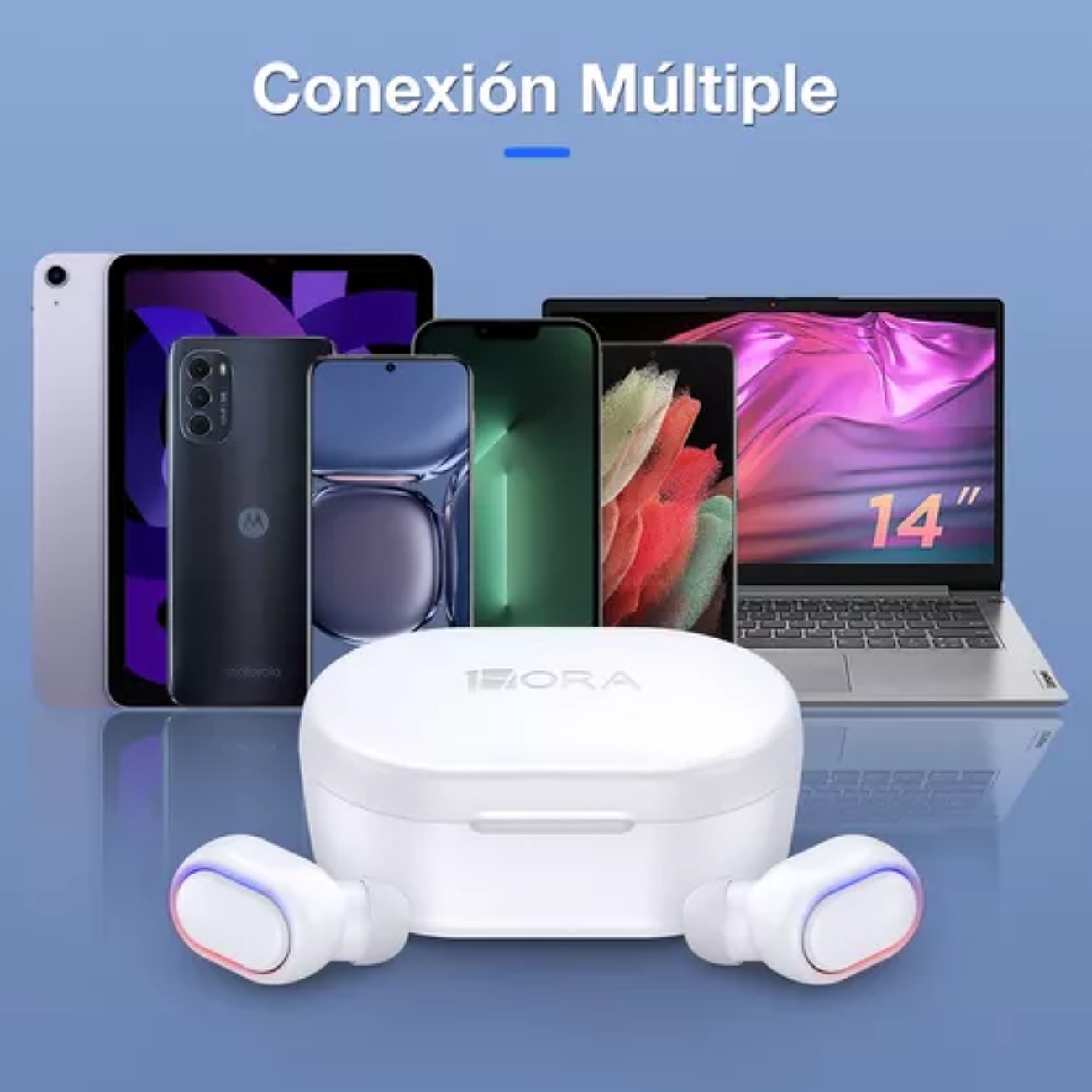 Audífonos in-ear inalámbricos Bluetooth 5.3 con Micrófonos 1Hora A8s TWS blanco