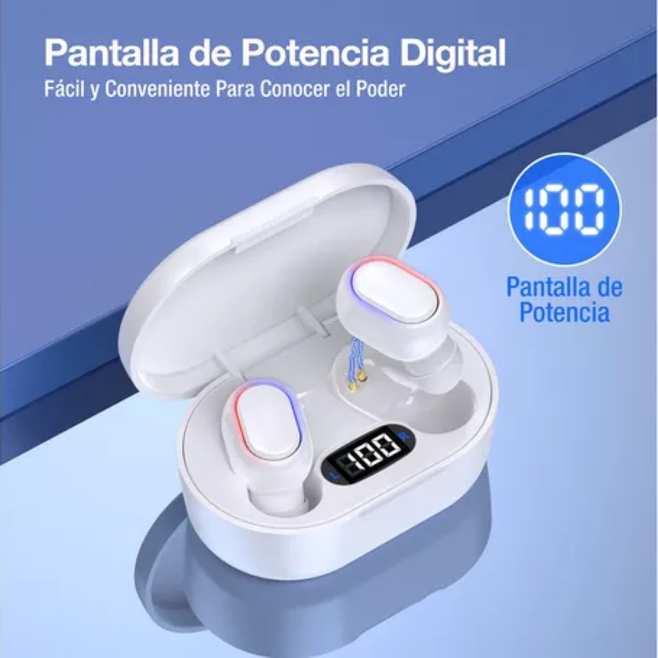 Audífonos in-ear inalámbricos Bluetooth 5.3 con Micrófonos 1Hora A8s TWS blanco