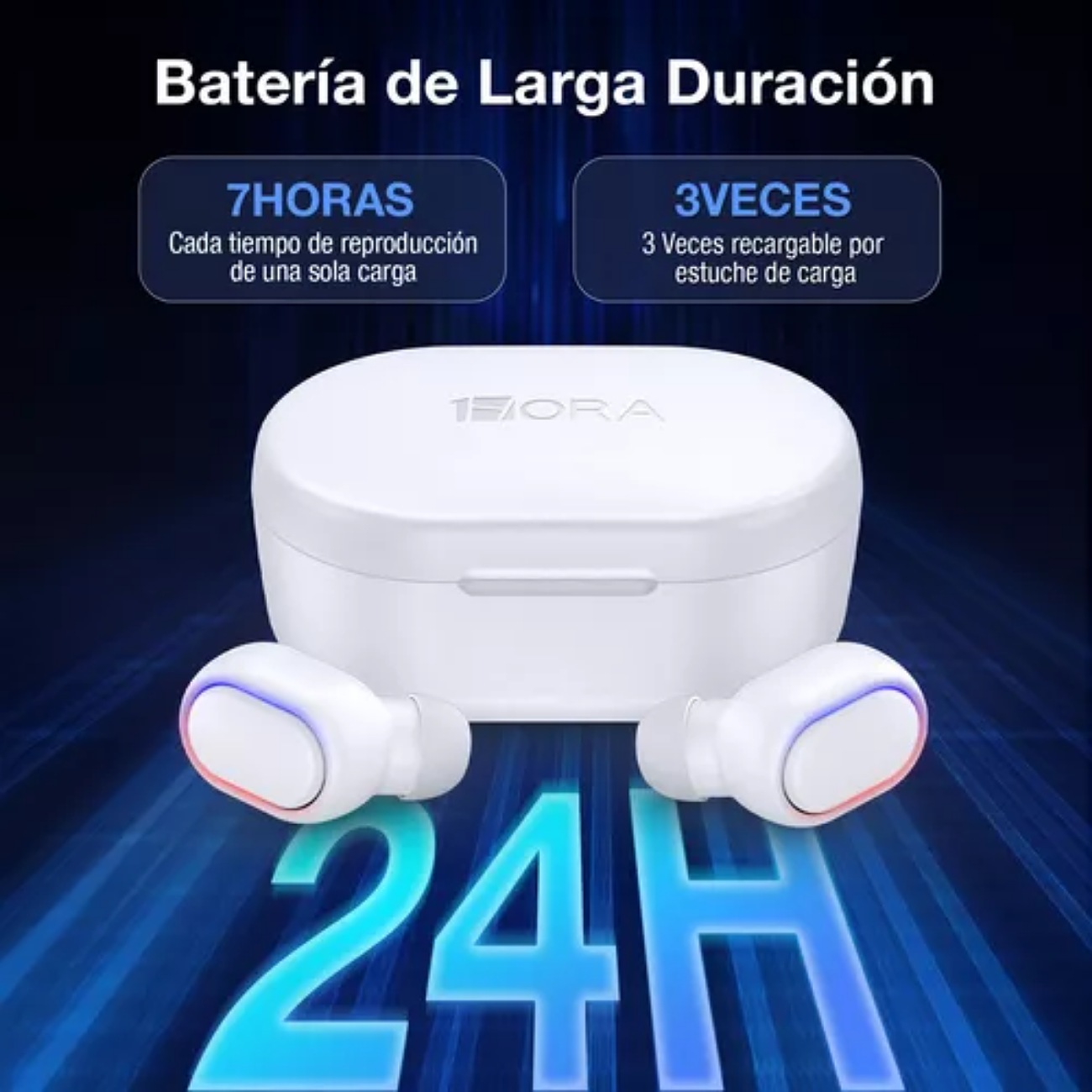 Audífonos in-ear inalámbricos Bluetooth 5.3 con Micrófonos 1Hora A8s TWS blanco