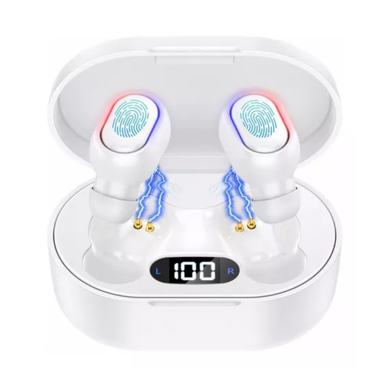 Audífonos in-ear inalámbricos Bluetooth 5.3 con Micrófonos 1Hora A8s TWS blanco