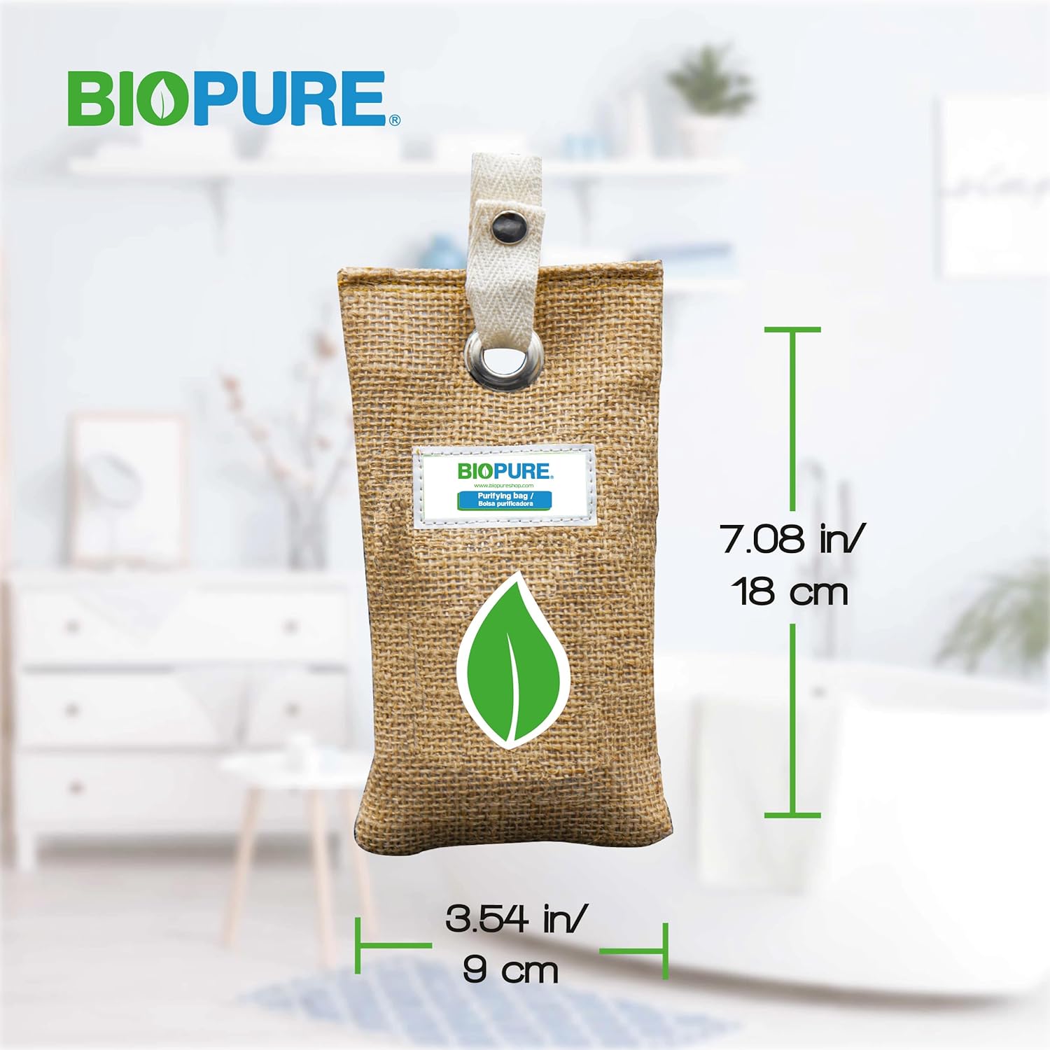 Biopure - Kit bolsas purificadoras - Carbón activado 100% biodegradable - Bambú - Remueve malos olores, humedad, moho y alérgenos - Ideal para closets, zapatos, baños, lockers, mini-bodegas, coches y más (150 gr).