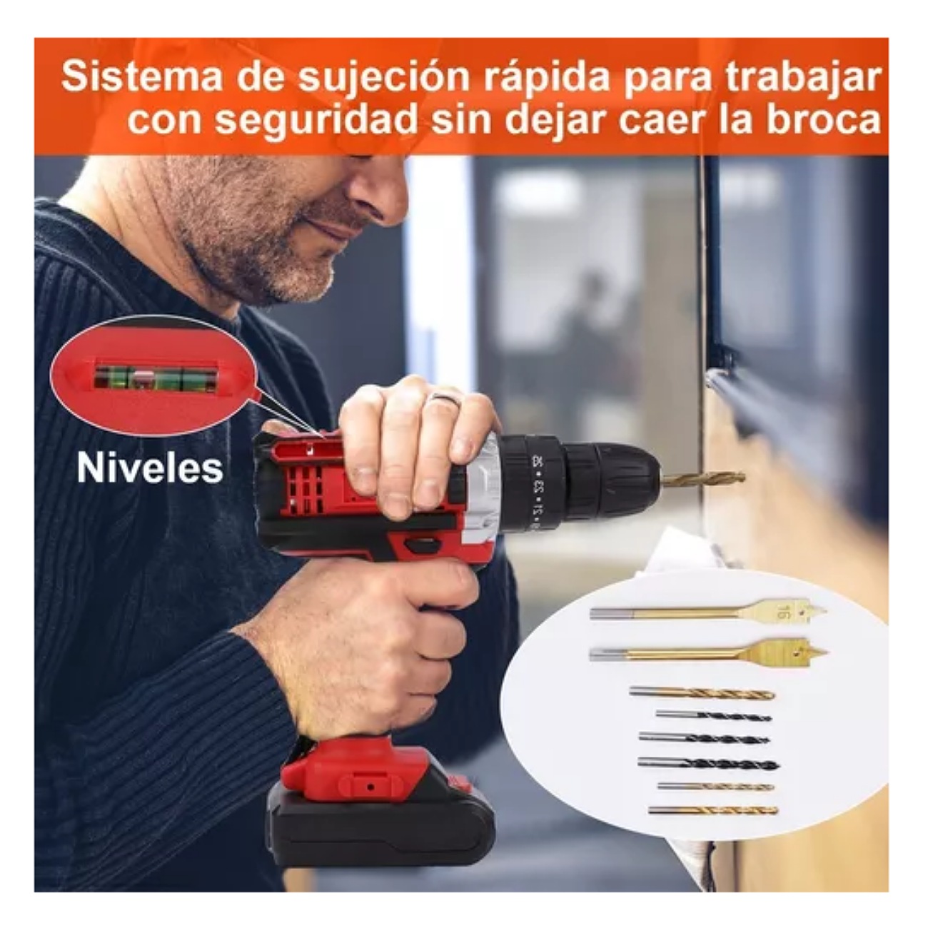 Juego De Herramientas Kits Combinadas Taladro Eléctrico