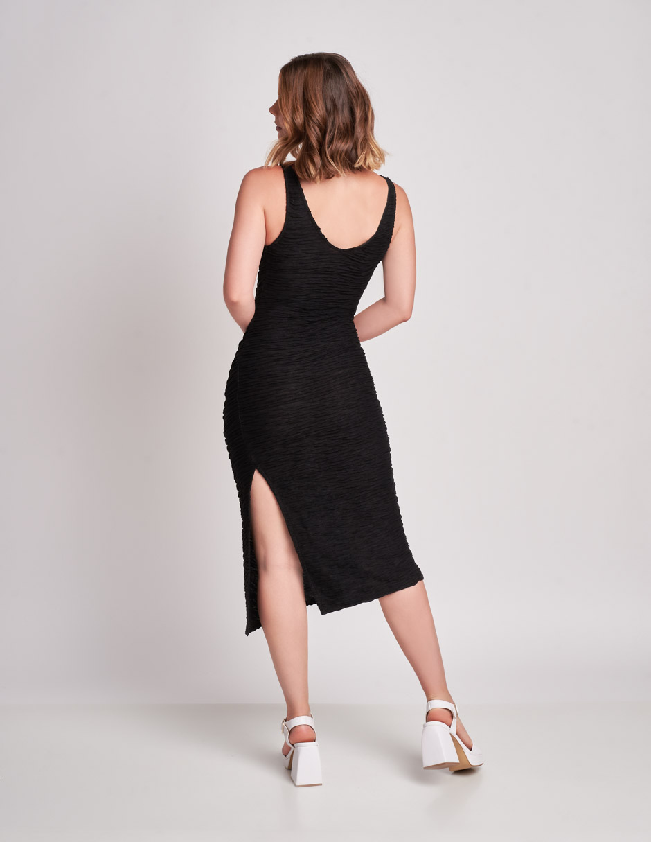 Vestido Largo Casual: Grueso Tirante y Textura