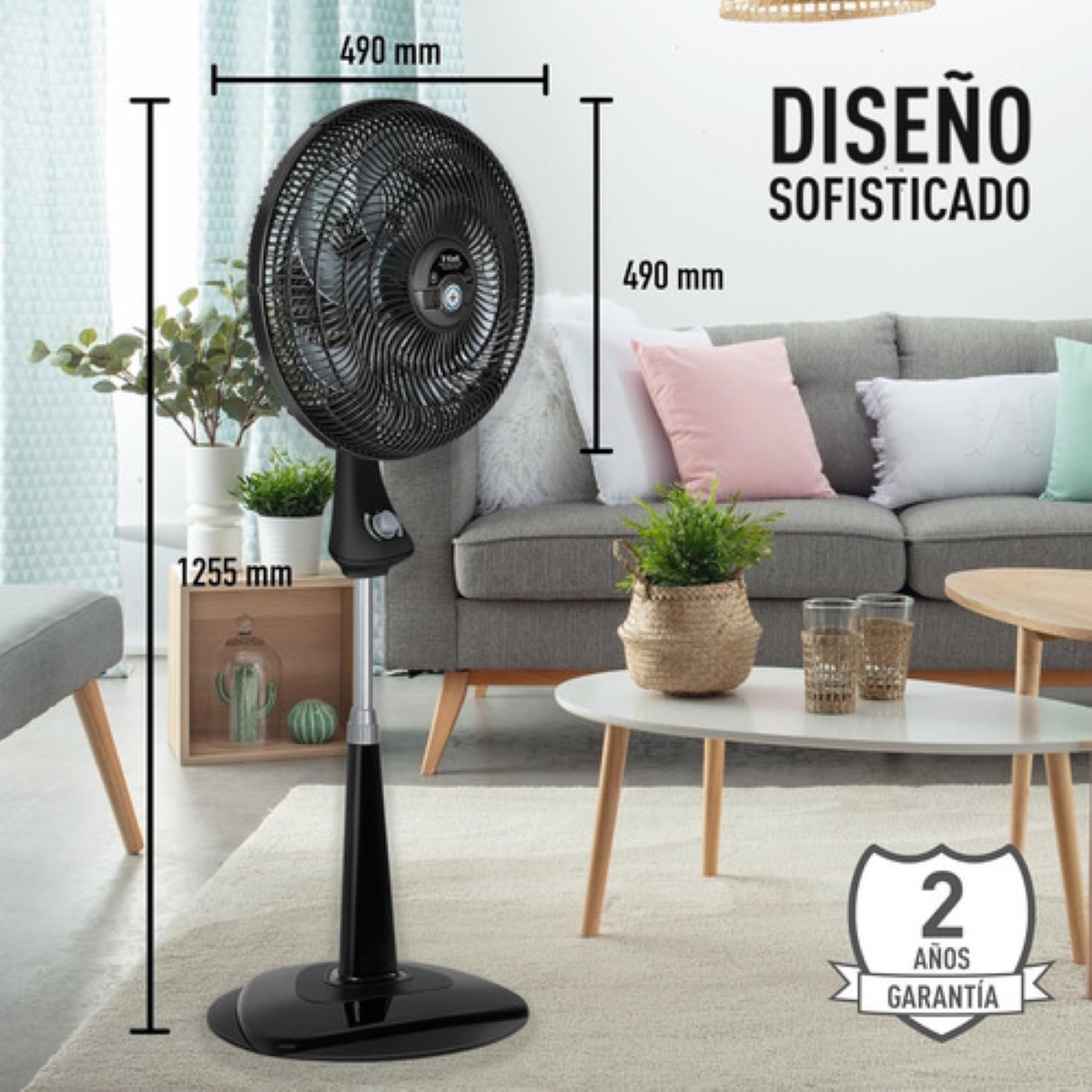 Ventilador T-fal Piso Pie Pedestal 6 Aspa Potente Silencioso