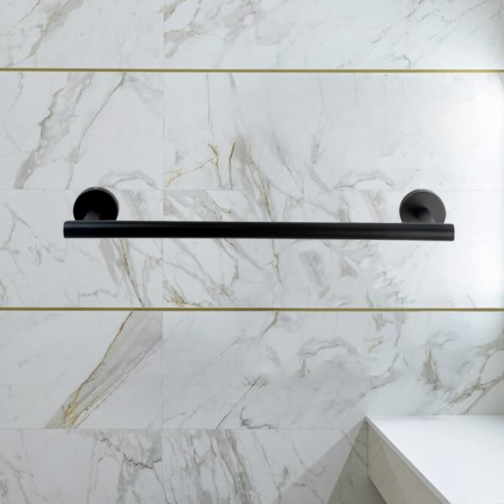 Meer - Set De 4 Accesorios Baño Acero Inoxidable Negro Mate, juego de toalleros para baño