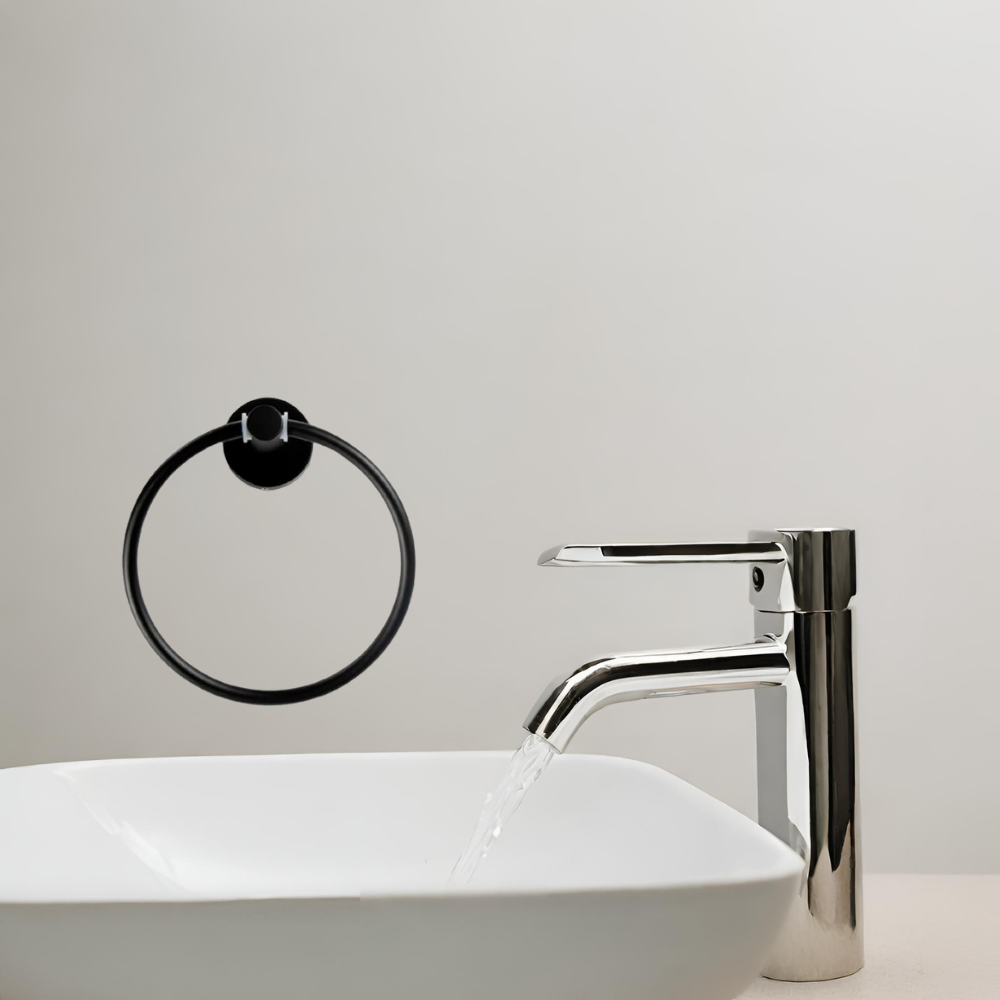 Meer - Set De 4 Accesorios Baño Acero Inoxidable Negro Mate, juego de toalleros para baño