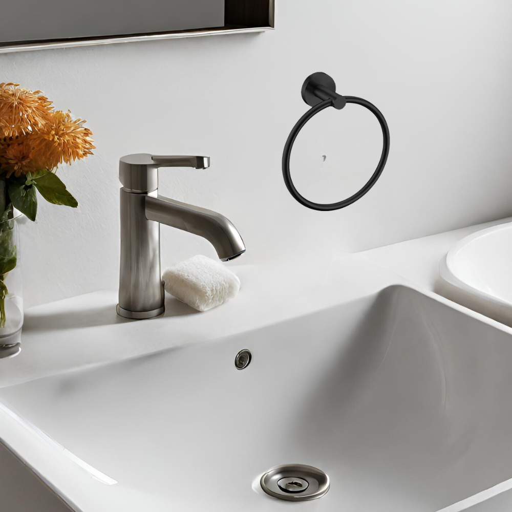 Meer - Set De 4 Accesorios Baño Acero Inoxidable Negro Mate, juego de toalleros para baño