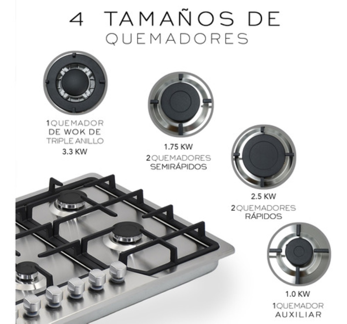 Parrilla A Gas 6 Quemadores Nube Color Plata