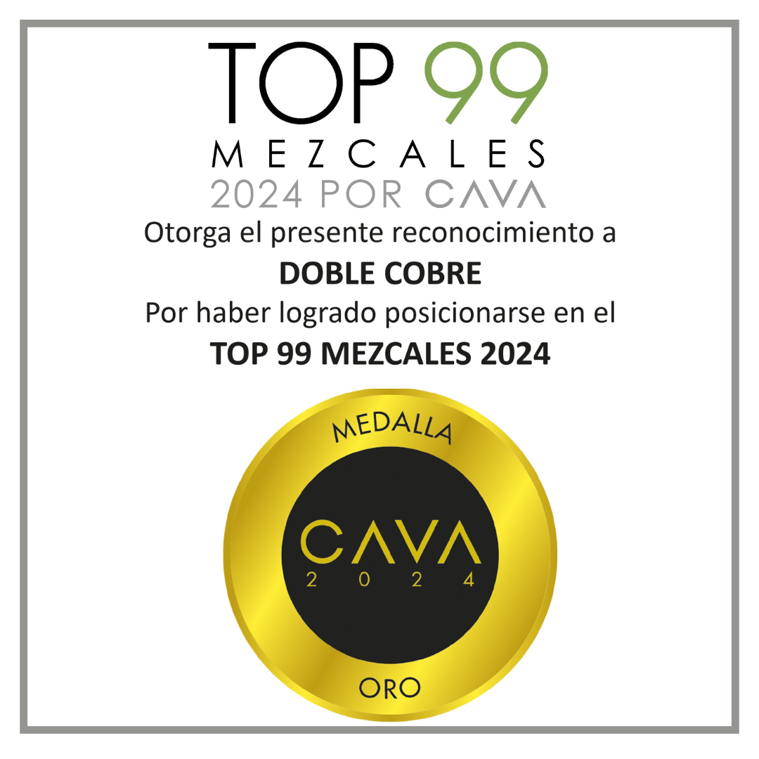 DOBLE COBRE | 3 Botellas de 750 ML | Mezcal Artesanal Premium | Joven 100% Agave Cenizo DURANGENSIS | 40% Grados de Alcohol | PACK con regalo de 4 Jicaras Para Beber Mezcal.