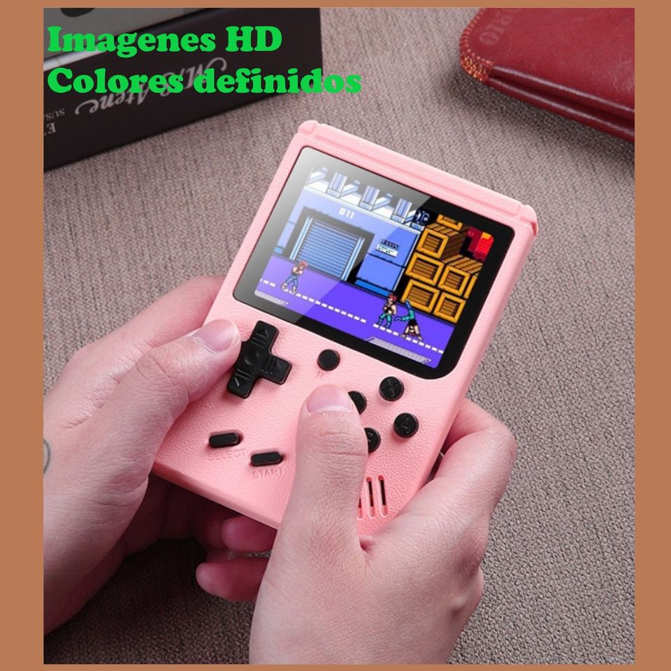 Mini consola portátil retro videojuegos color azul LCD 3" 500 juegos recargable usb gamer portatil