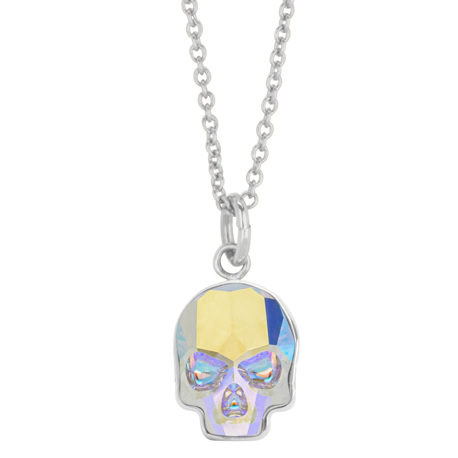 Collar Calavera Baño de Rodio | Cristal Swarovski Tornasol