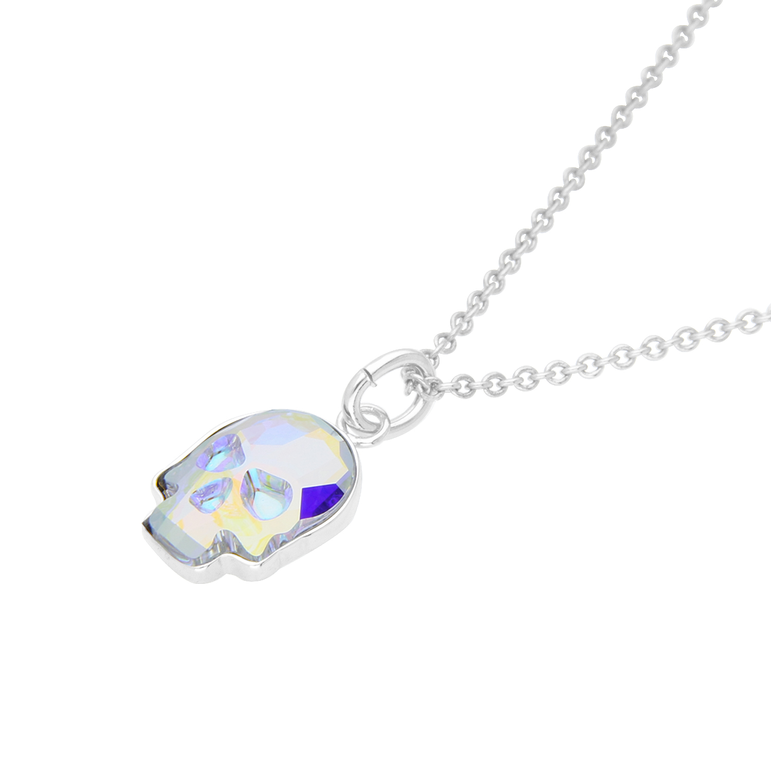 Collar Calavera Baño de Rodio | Cristal Swarovski Tornasol