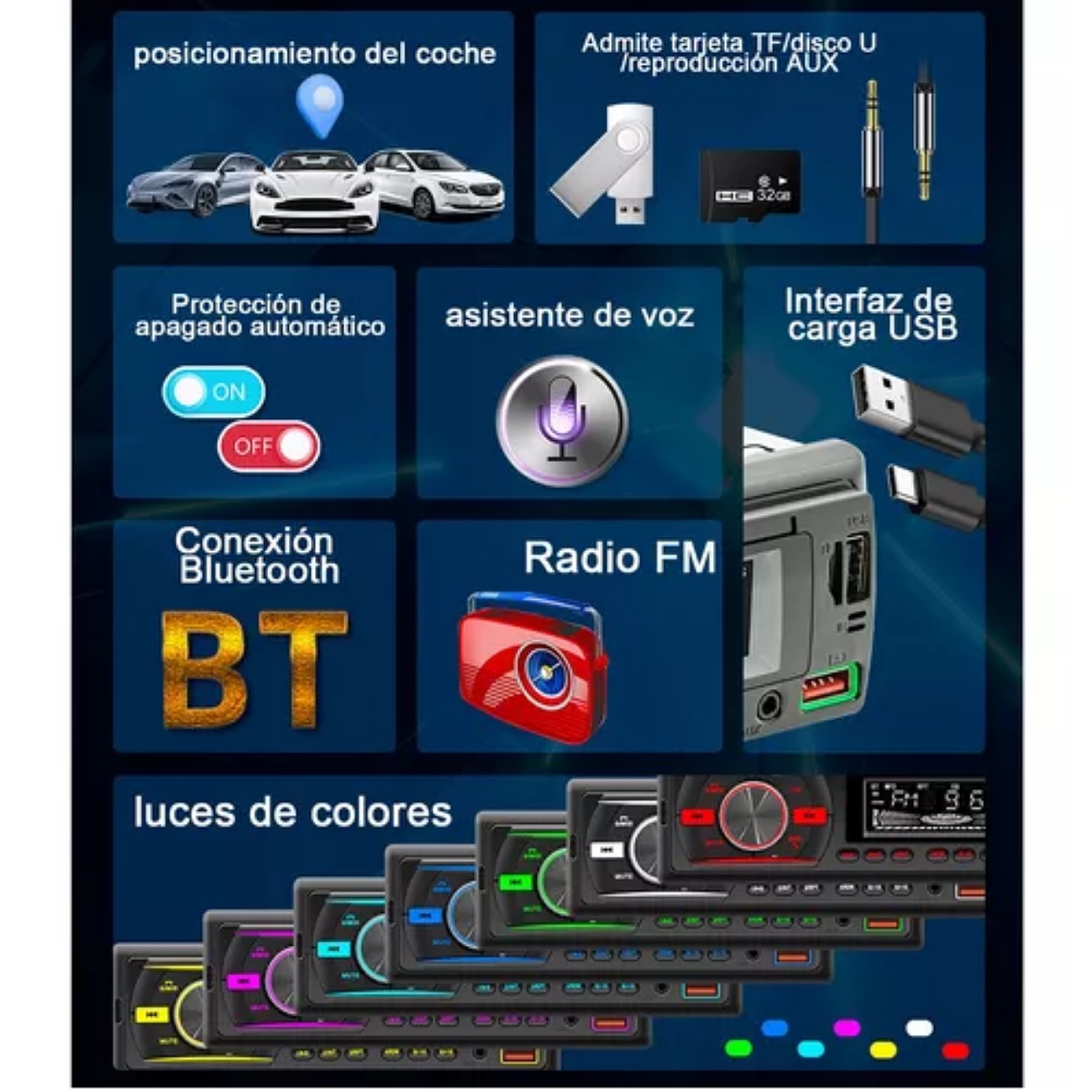 Reproductor Mp3 Para Carro Bluetooth Radio Para Carro Usb