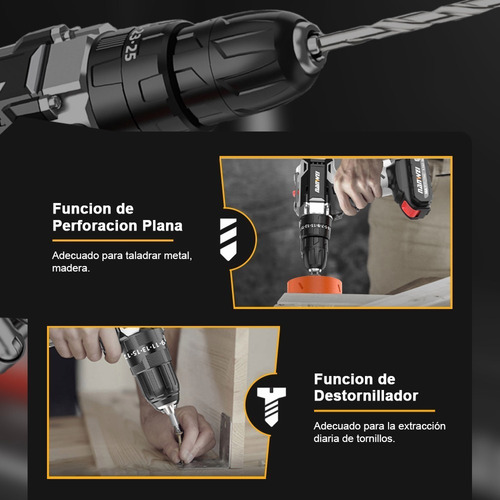 Taladro Atornillador Inalámbrico Nanwei 2batería D Litio 21v Color Gris