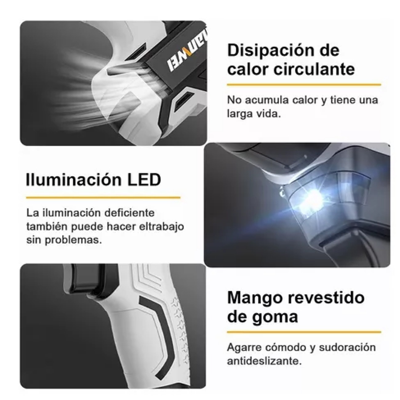 Taladro Atornillador Inalámbrico Nanwei 2batería D Litio 21v Color Gris