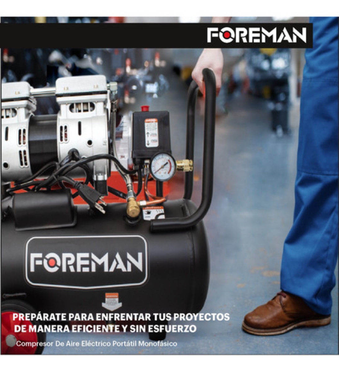 Compresor Libre De Aceite Silencioso 1hp Foreman 24l 110v