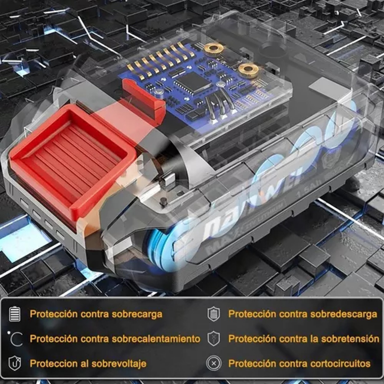 Taladro Atornillador Inalámbrico Nanwei 2batería D Litio 21v Color Gris