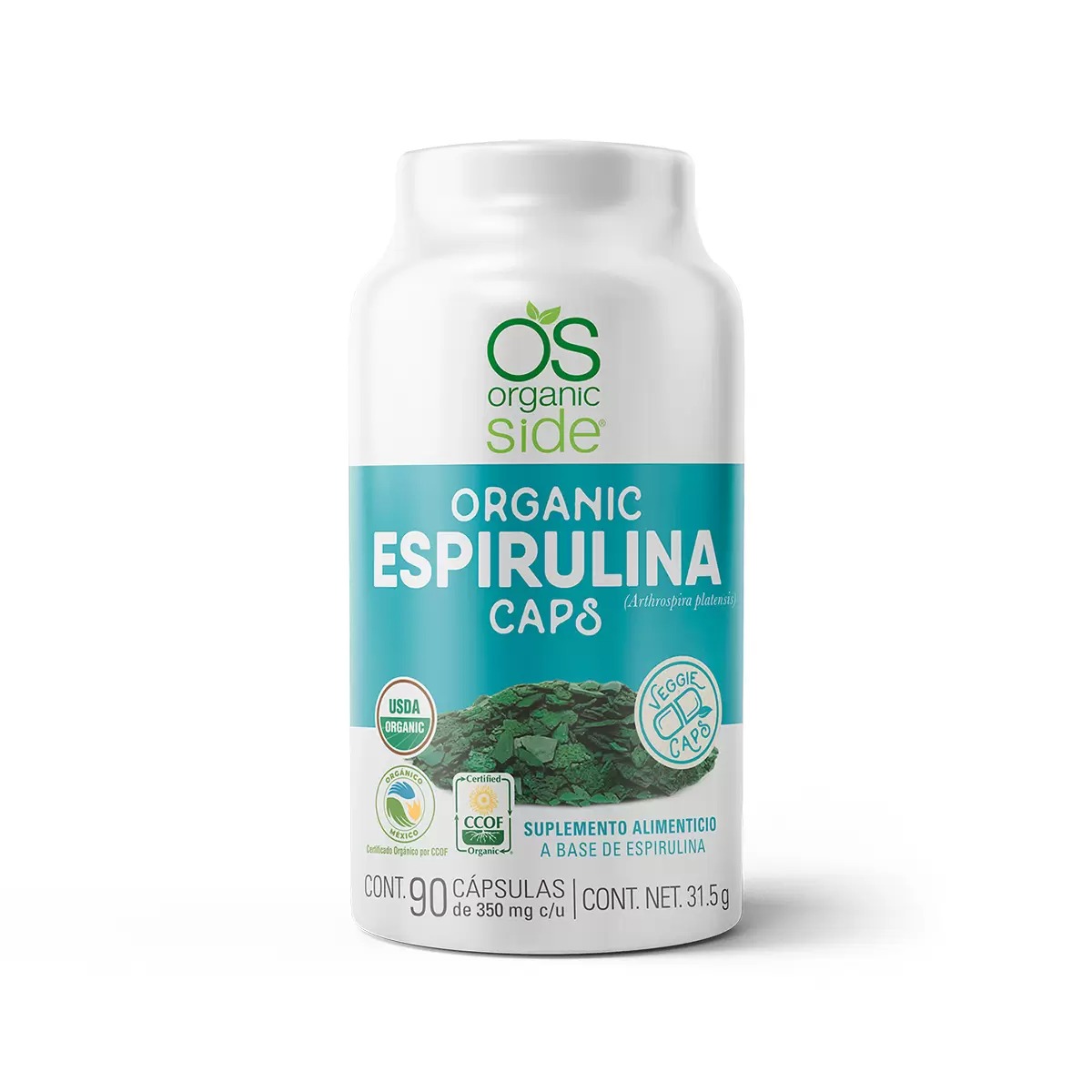 Organic Side Espirulina 90 Cápsulas.