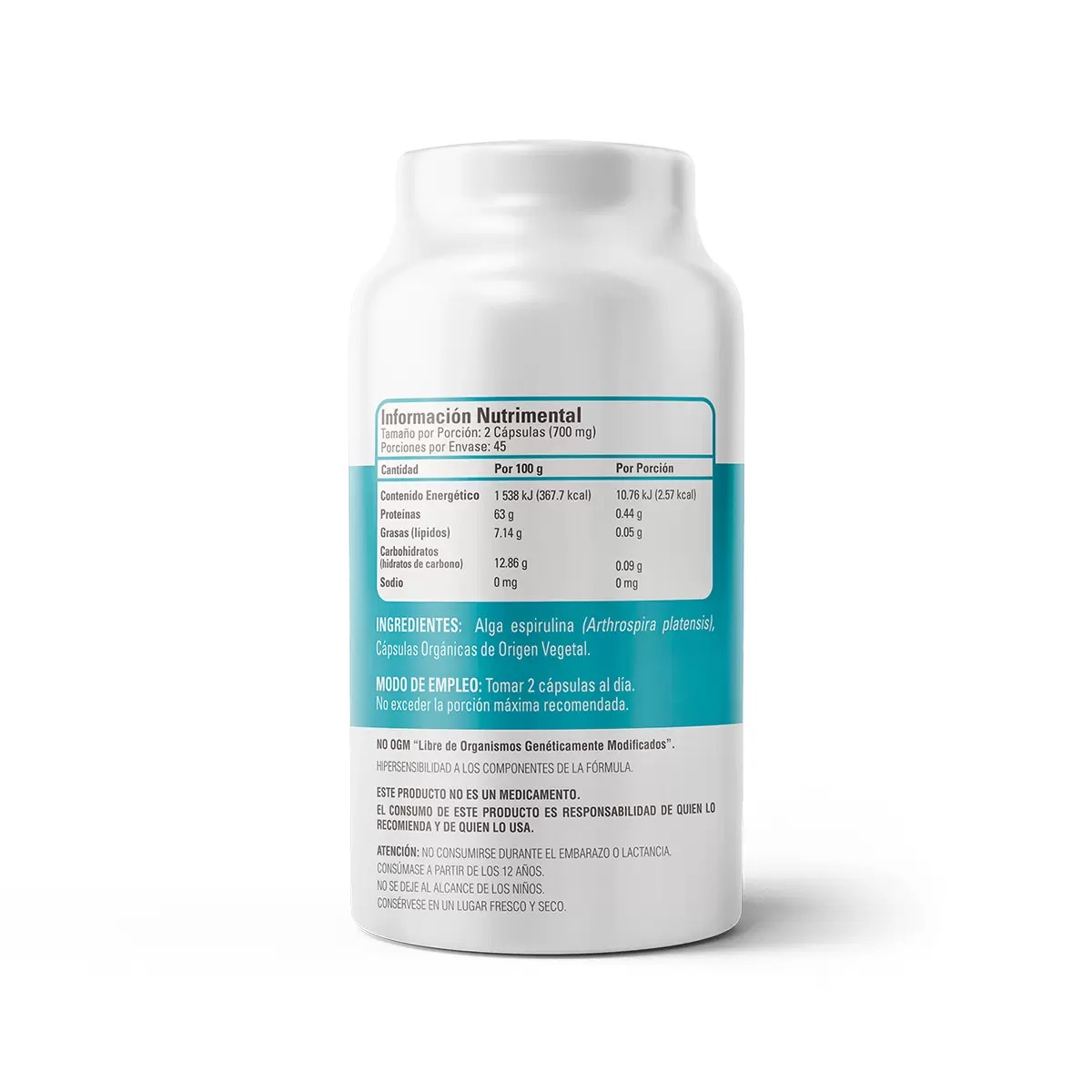 Organic Side Espirulina 90 Cápsulas.