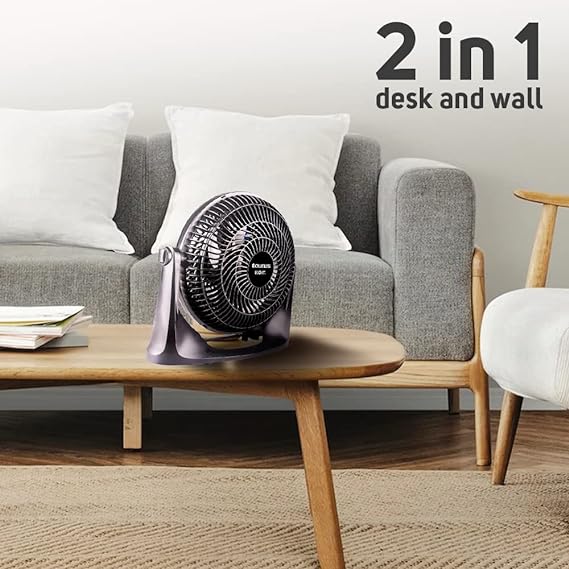TAURUS OASIS | Ventilador de Escritorio 10 Pul. | 2 en 1: Mesa y Pared| 30% Mas Flujo de Aire y Menos Ruido| Ventilador Portatil| Empotrable en Pared| ECOJET