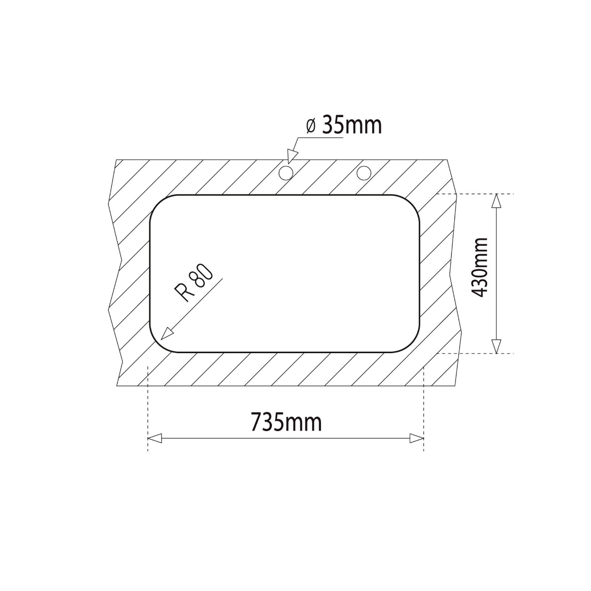 TARJA / FREGADERO TEKA BE 79.43 (TU 31.19) PARA SUBMONTAR DE 83 CM (32 PULGADAS) CON UNA TINA EN ACERO INOXIDABLE.