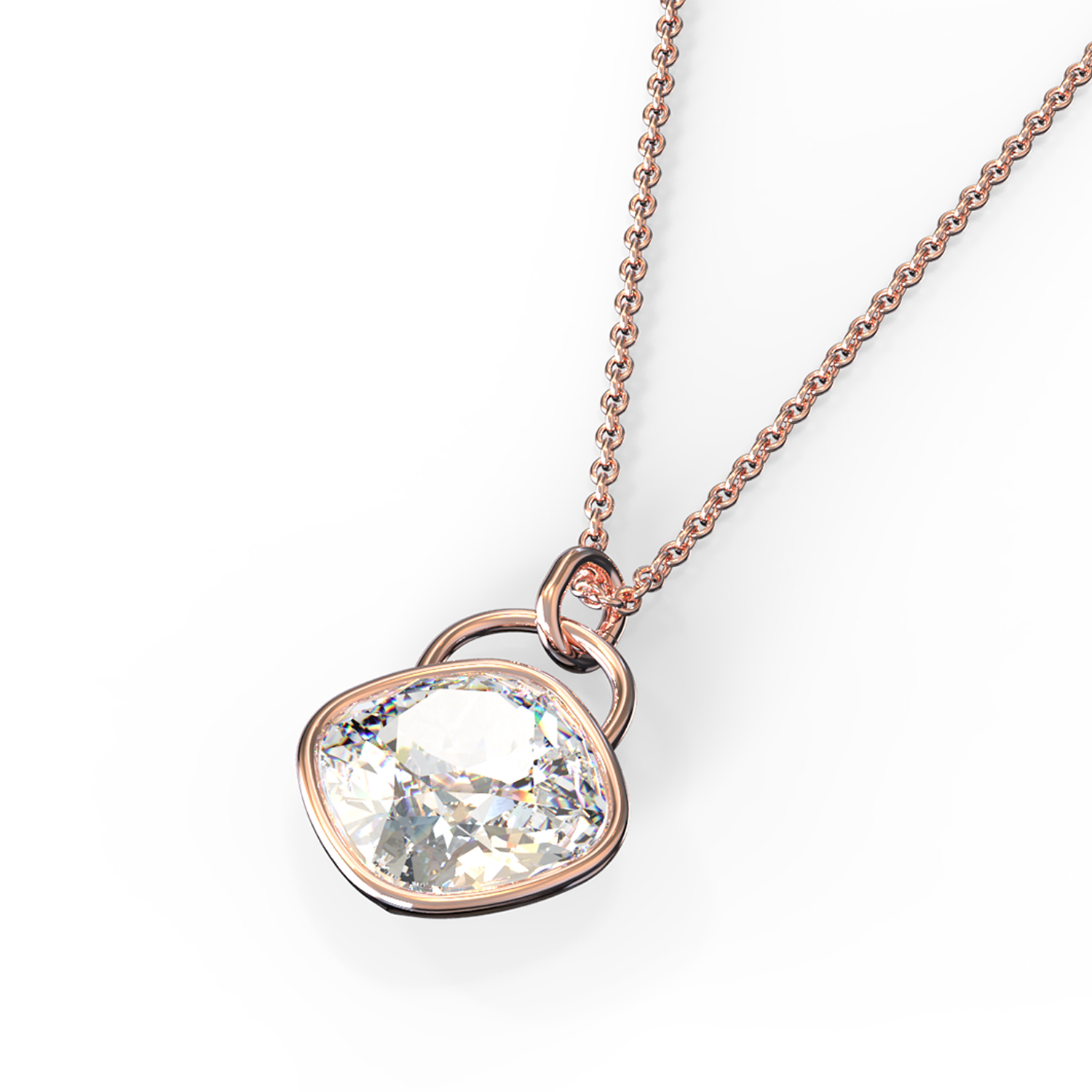 Collar Rombo Baño de Oro Rosa | Cristal Swarovski Cristal